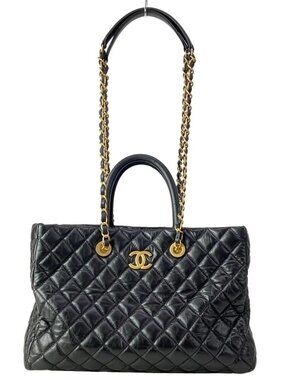 CHANEL Matelasse A57974 Black Vintage Calf Shoulder Bag gold hardware